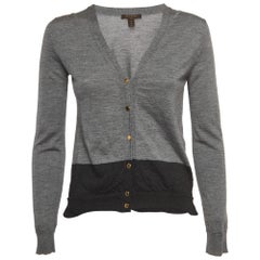 Louis Vuitton Grey Cashmere & Silk Knit Buttoned Cardigan S