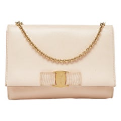 Salvatore Ferragamo Peach Leather Vara Bow Chain Bag