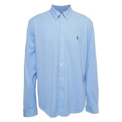 Ralph Lauren - Chemise boutonnée Oxford en tricot bleu XXL