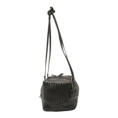 Bottega Veneta Dark Choco Brown Intrecciato Leather Cube Shoulder Bag