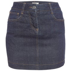 Etro Blue Embroidered Denim Mini Skirt S