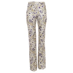 Giambattista Valli Off-White Floral Jacquard Flared Trousers XXS