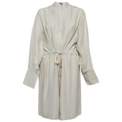 Joseph Cream Parachute Silk Belted Shirt Dress L