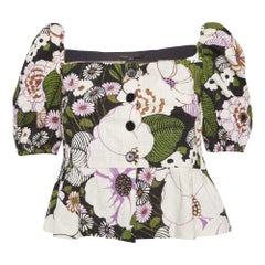 Maje Mehrfarbige Baumwollbluse mit Blumendruck und Knopfleiste M