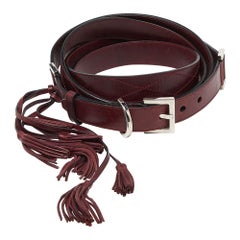 Givenchy Burgundy Leather Tassel Double Wrap Buckle Belt 195CM