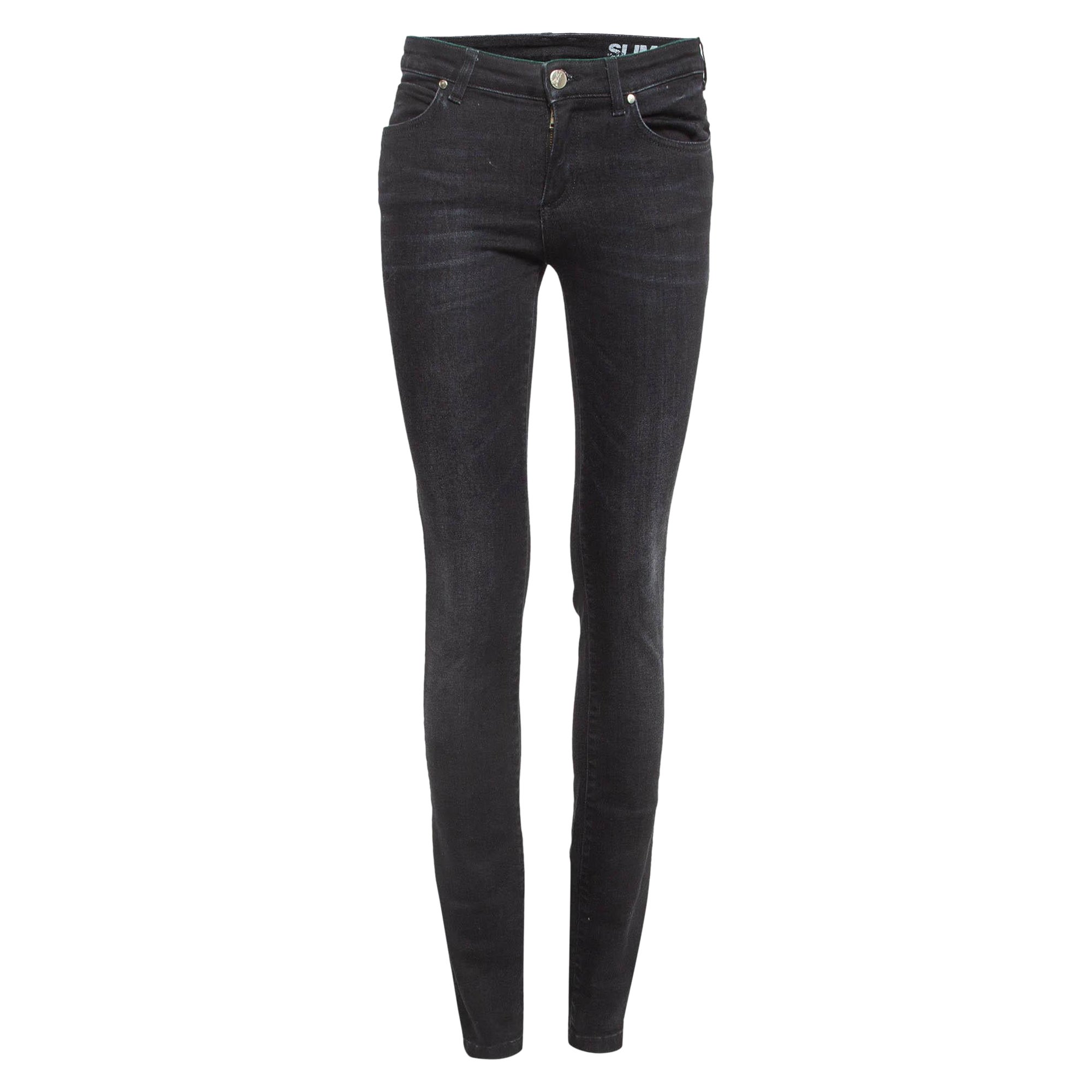 Versace Collection Vaqueros negros con tachuelas en V Slim Jeans S Cintura 26