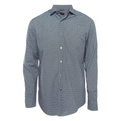 Ermenegildo Zegna Camicia in cotone stampato e testurizzato blu M. I.