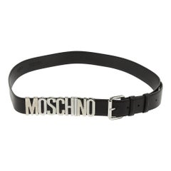 Moschino Black Leather Classic Logo Buckle Belt