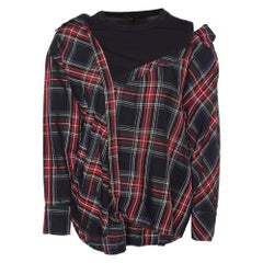 Maje Camisa negra asimétrica a cuadros XS
