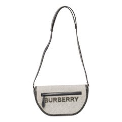 Burberry Black/White Canvas and Leather Small Olympia Shoulder Bag