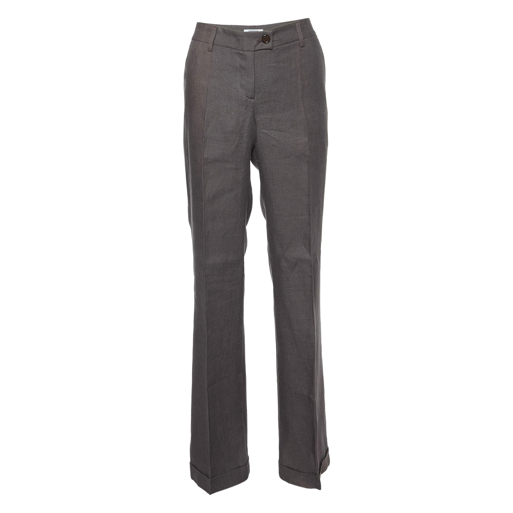 Moschino Cheap and Chic Pantalones acampanados de lino marrón M