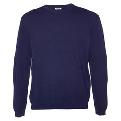 Pull à col ras du cou Kenzo en tricot texturé bleu marine XL