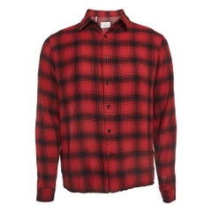 Sandro Red Plaid Cotton Long Sleeve Shirt M