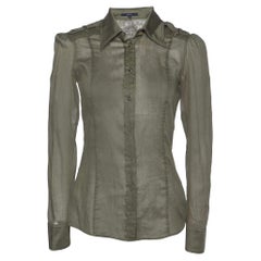 Gucci Olive Green Cotton Semi Sheer Shirt S
