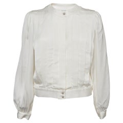 Sandro Off-White Satin Pleated Blouse S