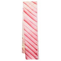 Christian Dior Pink/Yellow Diagonal Stripe Silk Square Scarf