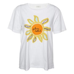 Sandro White Sun Print Cotton Crew Neck T-Shirt M