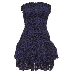 Maje Blue Raziel Leopard Pattern Fil-Coupe Jacquard Dress M