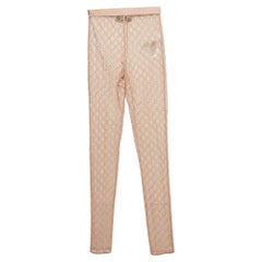 Gucci Beige GG web Embroidered Tulle Sheer Leggings XS