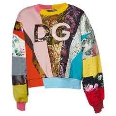 Dolce & Gabbana Multicolor Logo Brocade Patchwork Jumper XS
