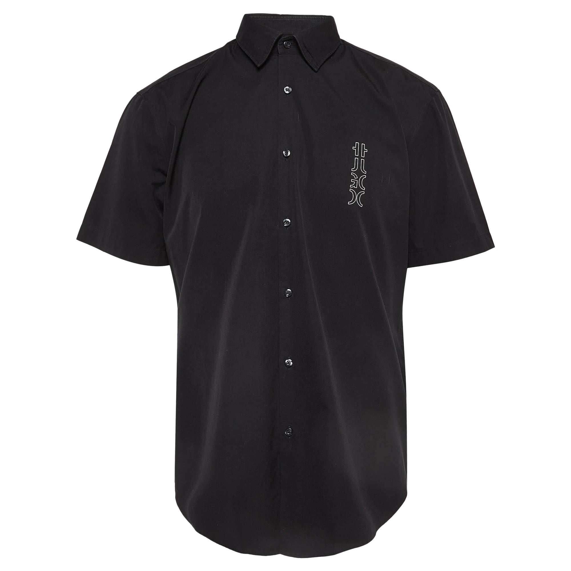 Hugo Boss Black Printed Cotton Shirt  XXL For Sale