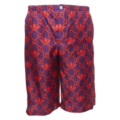 Gucci X Adidas Marco GG/Trefoil Print Silk Shorts S