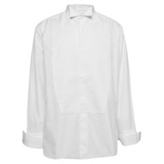 Ermenegildo Zegna - Camicia smoking in cotone con pettorina in piqué bianca 4XL