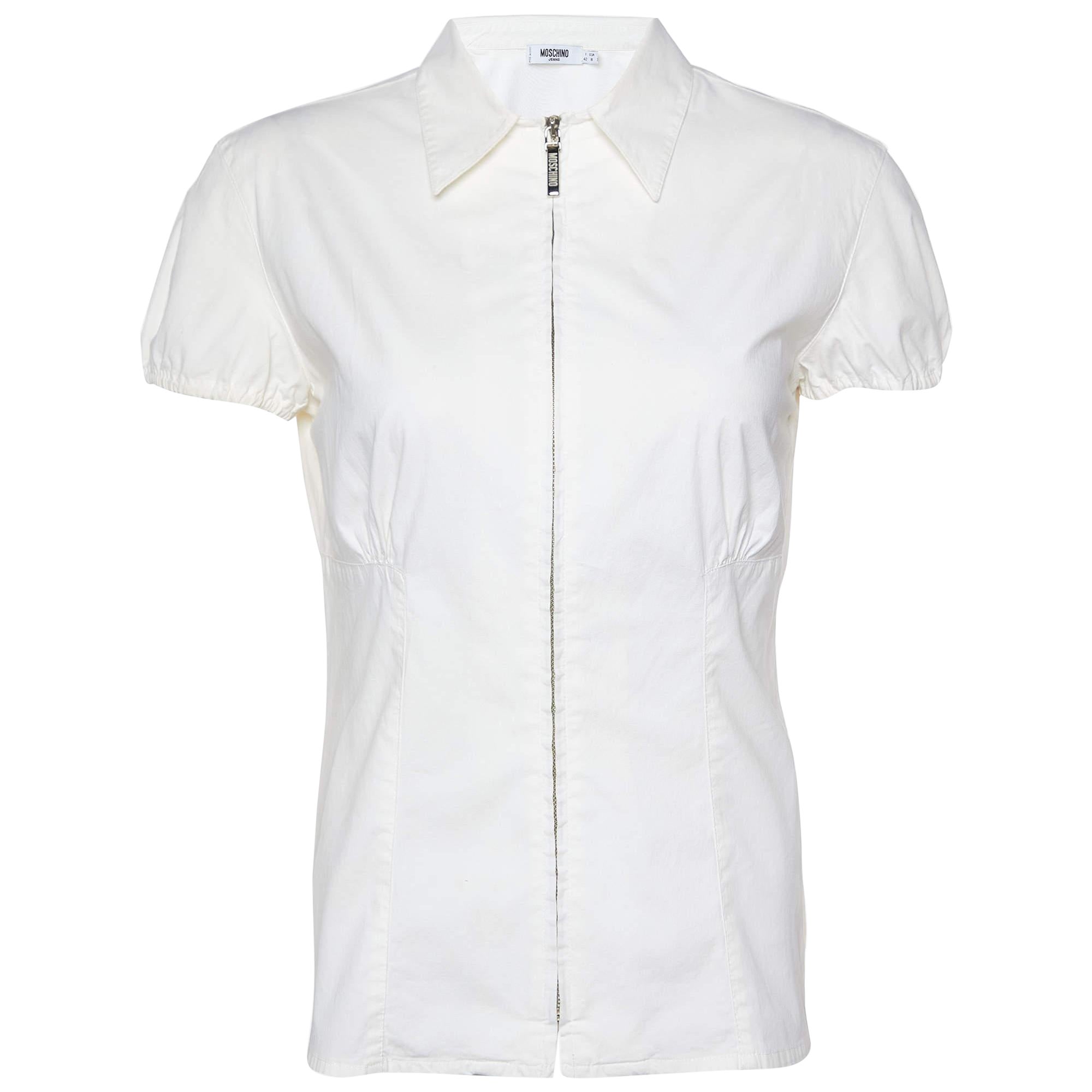 Moschino Jeans Set top e gonna a quadri in cotone bianco M. in vendita