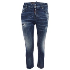 Dsquared2 Blue Distressed Denim Cropped Jeans S Waist 33"