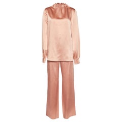 Valentino Peach Satin Top & Pant Set M