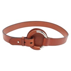 Cintura con fibbia ad anello in pelle Ralph Lauren Brown