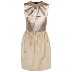 D&G Gold Satin and Velvet Sleeveless Mini Dress M