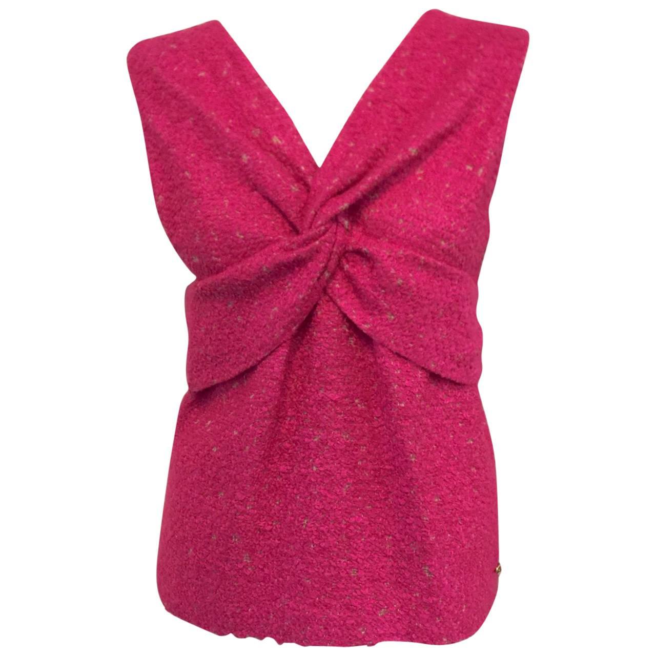 Chanel Hot Pink Boucle Sleeveless Top 