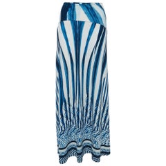 Roberto Cavalli Maxi gonna in jersey stampato a righe astratte blu I.L.A.