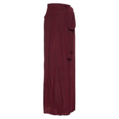Kenzo Maroon Silk Wrap Maxi Skirt M