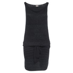 Kenzo mini-robe à rayures noires en maille de lurex avec ceinture M