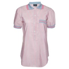 Giorgio Armani Camisa de popelina a rayas rosa con media tapeta M