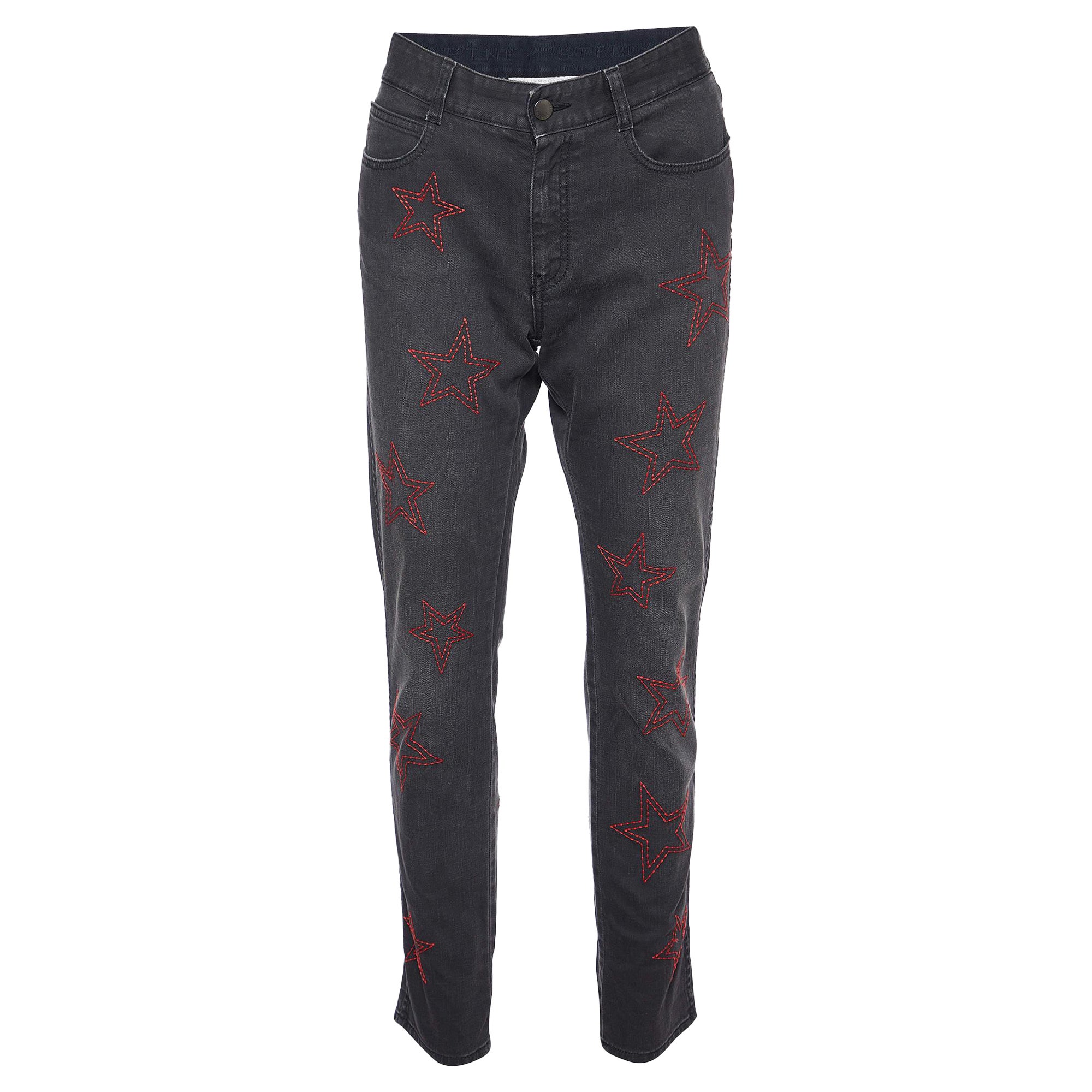 Stella McCartney jean gris brodé d'étoiles, taille M/H 32"