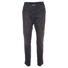 Stella McCartney Grau Denim Star bestickte schlanke Fit Jeans M/Taille 32"