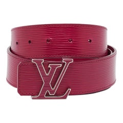 Louis Vuitton Carmine Epi Leather LV Initiales Waist Belt 85CM