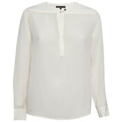 Maje Cremefarbene Seidenbluse mit langen Ärmeln S