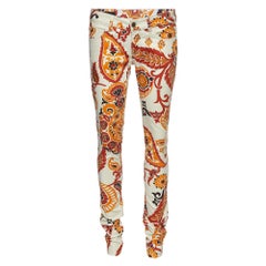 Gucci Cream Paisley Print Cotton New Leggings Pants S/Waist 30"