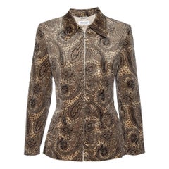 Sportmax Giacca con zip in velluto con stampa paisley beige M.