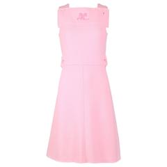 1973 Courreges Baby Pink Wool Pinafore Dress No. 098904 11