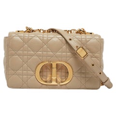Dior Light Beige Cannage Leather Small Caro Shoulder Bag