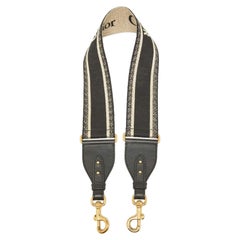 Dior Black Logo Brodé Canvas Book Shoulder Bag Strap