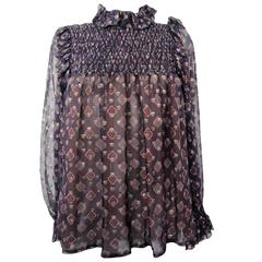 YVES SAINT LAURENT purple silk blouse 1
