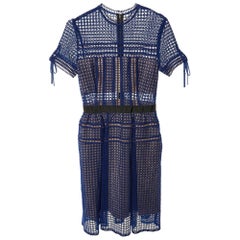 Self-Portrait - Bleu roi - Robe longueur genou en dentelle et tulle S