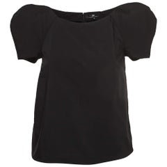 Elisabetta Franchi Black Stretch Nylon Short Sleeve Relaxed Blouse S