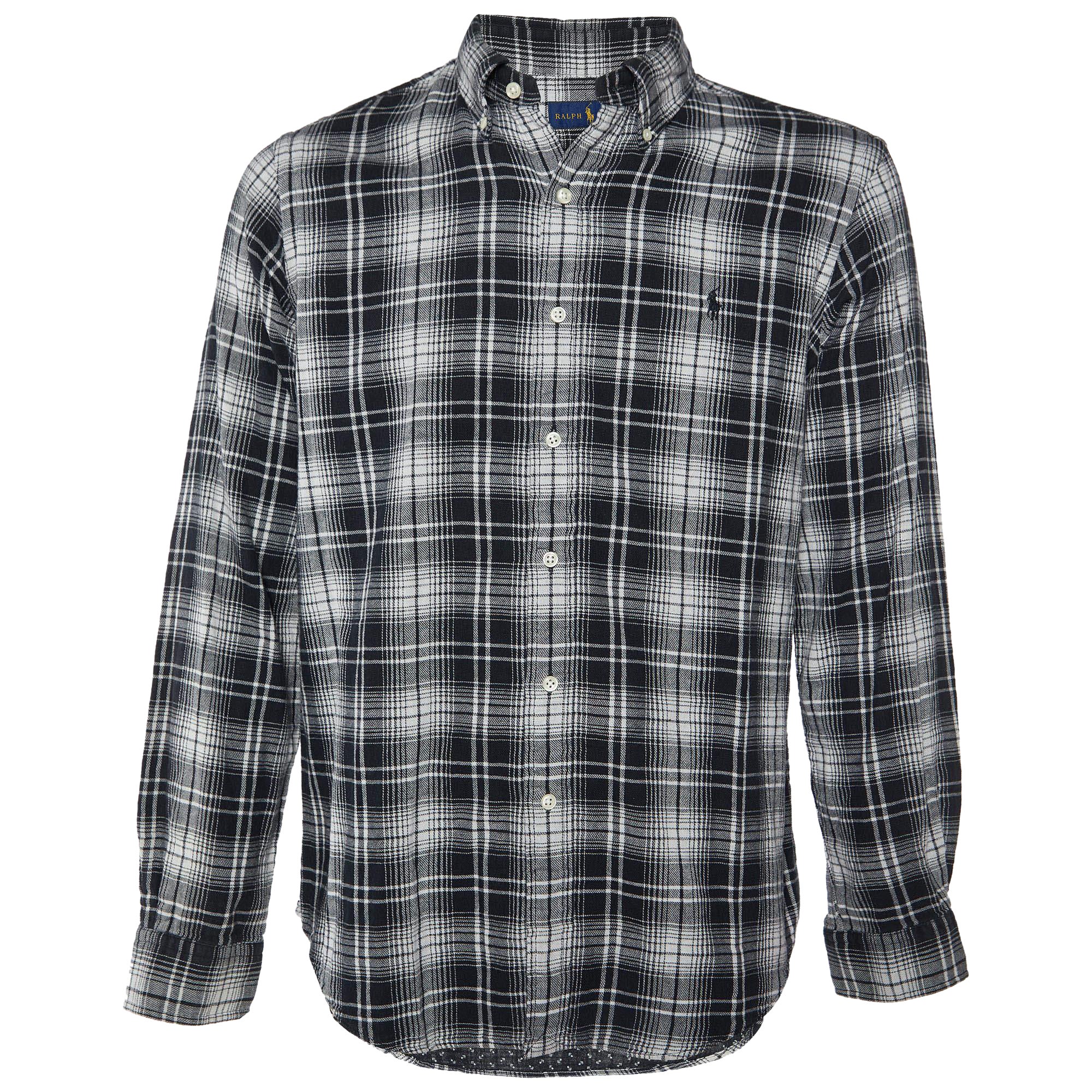 Ralph Lauren Camisa de cuadros monocromática de algodón con botones L